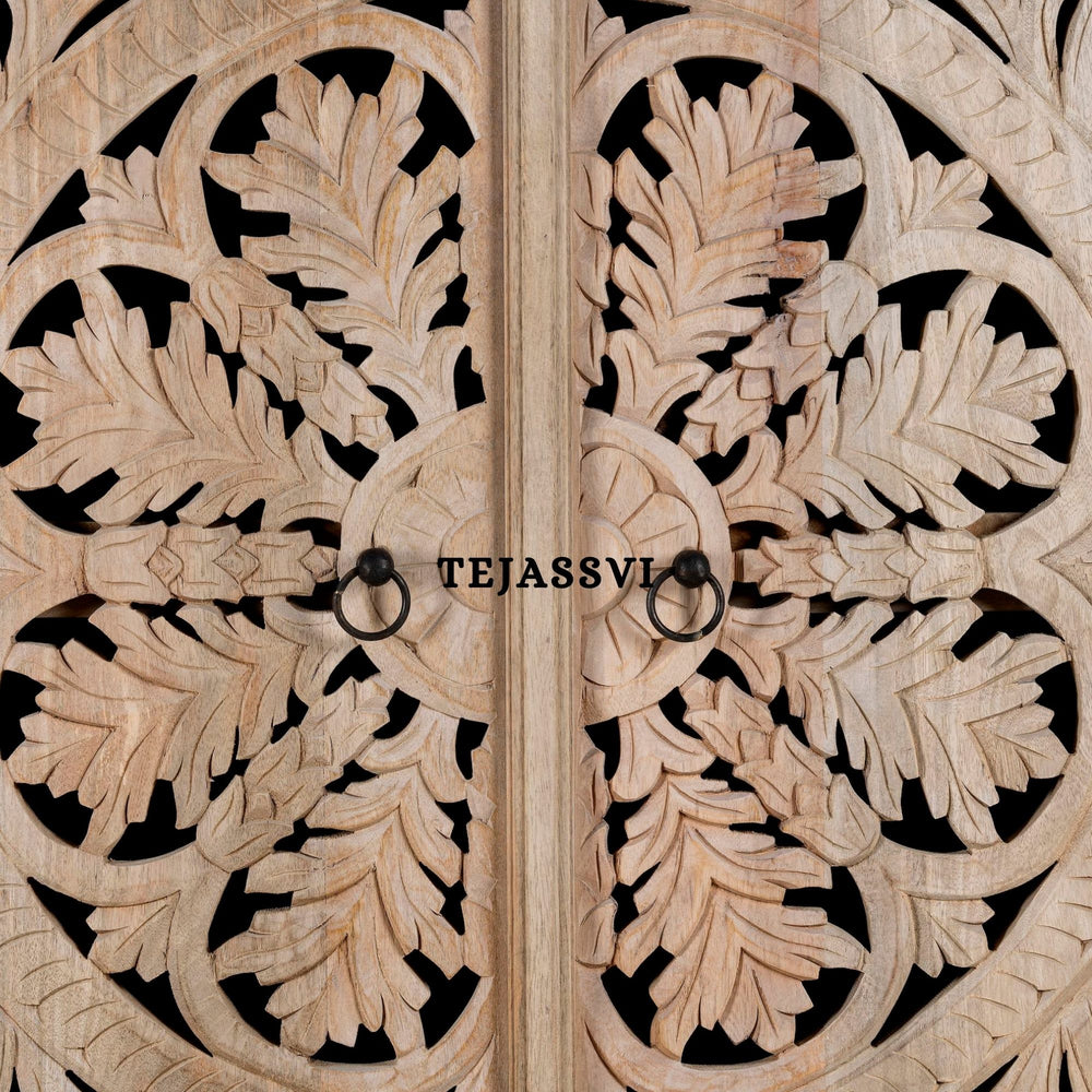 Wooden Indian Carving Wardrobe / Wooden carving Sideboard / Wooden Storage Cabinet | Luxury Entryway Table | wooden Storage Sideboard.
