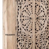 Wooden Indian Carving Wardrobe / Wooden carving Sideboard / Wooden Storage Cabinet | Luxury Entryway Table | wooden Storage Sideboard.