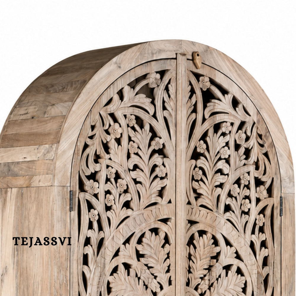 Wooden Indian Carving Wardrobe / Wooden carving Sideboard / Wooden Storage Cabinet | Luxury Entryway Table | wooden Storage Sideboard.