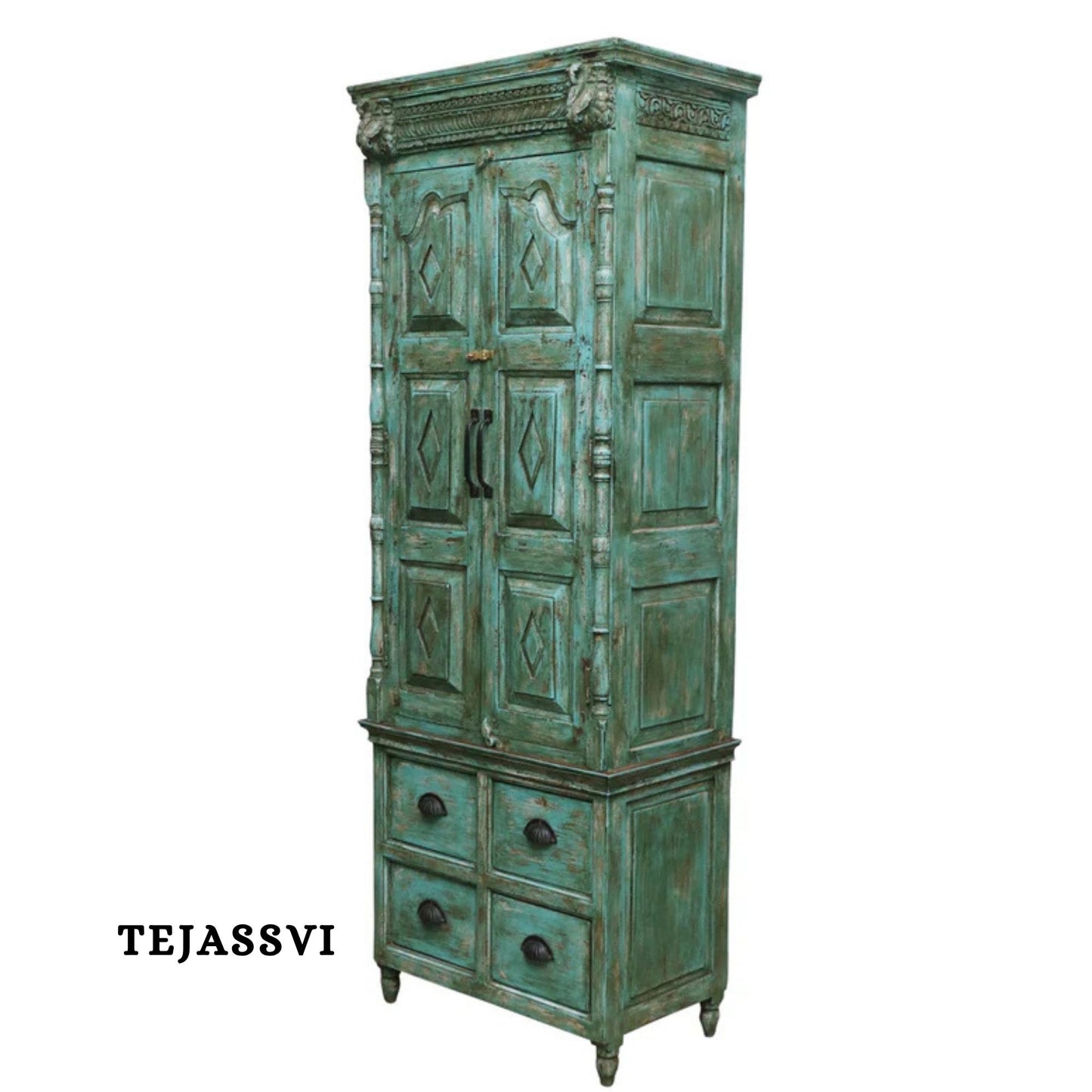 Wooden Indian  Antique Carving Wardrobe / Wooden Antique Carving Sideboard / Wooden Storage Cabinet | Luxury Entryway Table | wooden Storage Sideboard.