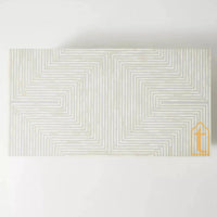 Handmade Modern Striped Pattern Coffee Table / Bone Inlay Wooden Coffee Table / Wooden Furniture / Rectangle Coffee Table / Bone Inlay Cocktail Table.