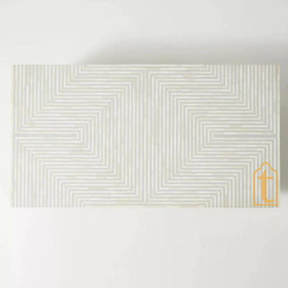 Handmade Modern Striped Pattern Coffee Table / Bone Inlay Wooden Coffee Table / Wooden Furniture / Rectangle Coffee Table / Bone Inlay Cocktail Table.