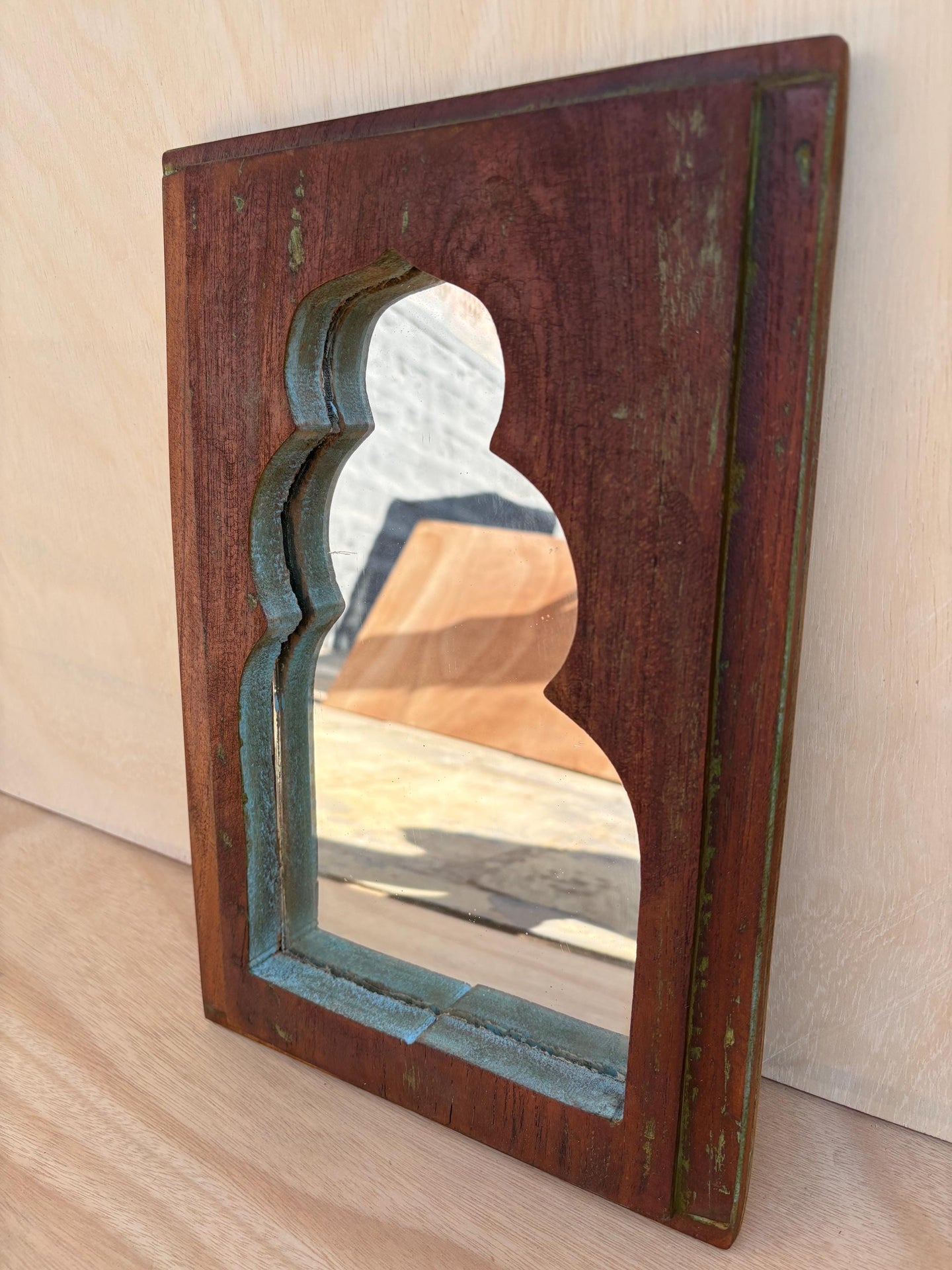 antique wooden mirror wall hanging for decoration.