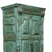 Wooden Indian  Antique Carving Wardrobe / Wooden Antique Carving Sideboard / Wooden Storage Cabinet | Luxury Entryway Table | wooden Storage Sideboard.