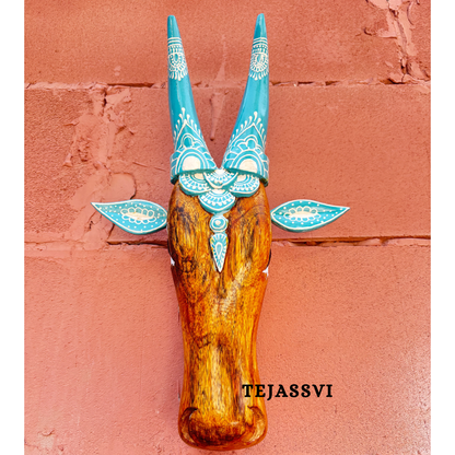 16 Wooden Cow Head | Bull | Nandi Head Mask Wall Décor. Wooden Wall Hanging. Ethnic Indian Art Best Minimalist Gift Idea for Christmas/Diwali