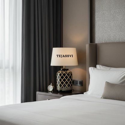 Wooden Bone Inlay Lamp for Bedroom / Bone Inlay Bed Room Lamp / Bedroom Décor Lamp / Handmade Inlay Table Lamp Home Décor Accent Light