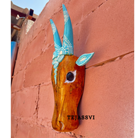 Wooden Cow Head | Bull | Nandi Head Mask Wall Décor. Wooden Wall Hanging. Ethnic Indian Art Best Minimalist Gift Idea for Christmas/Diwali