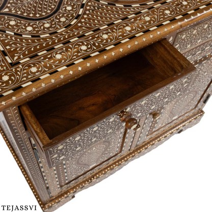 Handmade Wood Bone Inlay Modern Sideboards / Wood Bone Inlay Console | Wood Bone Inlay Cabinet With 2 Drawer & 2 Door Furniture  | Wooden Sideboards | Luxury Furniture.