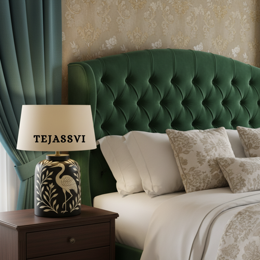 Wooden Bone Inlay Floral and swan Pattern Lamp for Bedroom / Bone Inlay Bed Room Lamp / Bedroom Décor Lamp / Handmade Inlay Table Lamp Home Decor Accent Light