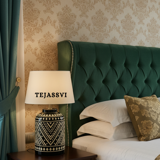 Wooden Bone Inlay Lamp for Bedroom / Bone Inlay Bed Room Lamp / Bedroom Décor Lamp / Handmade Inlay Table Lamp Home Decor Accent Light