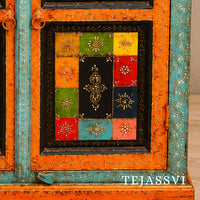 Wooden Indian Beautiful Hand Painting Side Board / Handmade Furniture / Side Table Indian Handicrafts Décor / Home Cupboard / Storage Cabinet.