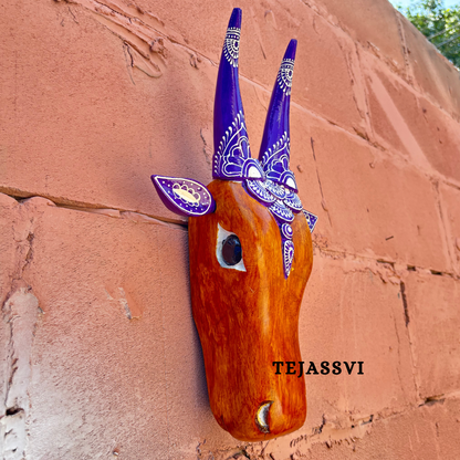 16 Wooden Cow Head | Bull | Nandi Head Mask Wall Décor. Wooden Wall Hanging. Ethnic Indian Art Best Minimalist Gift Idea for Christmas/Diwali