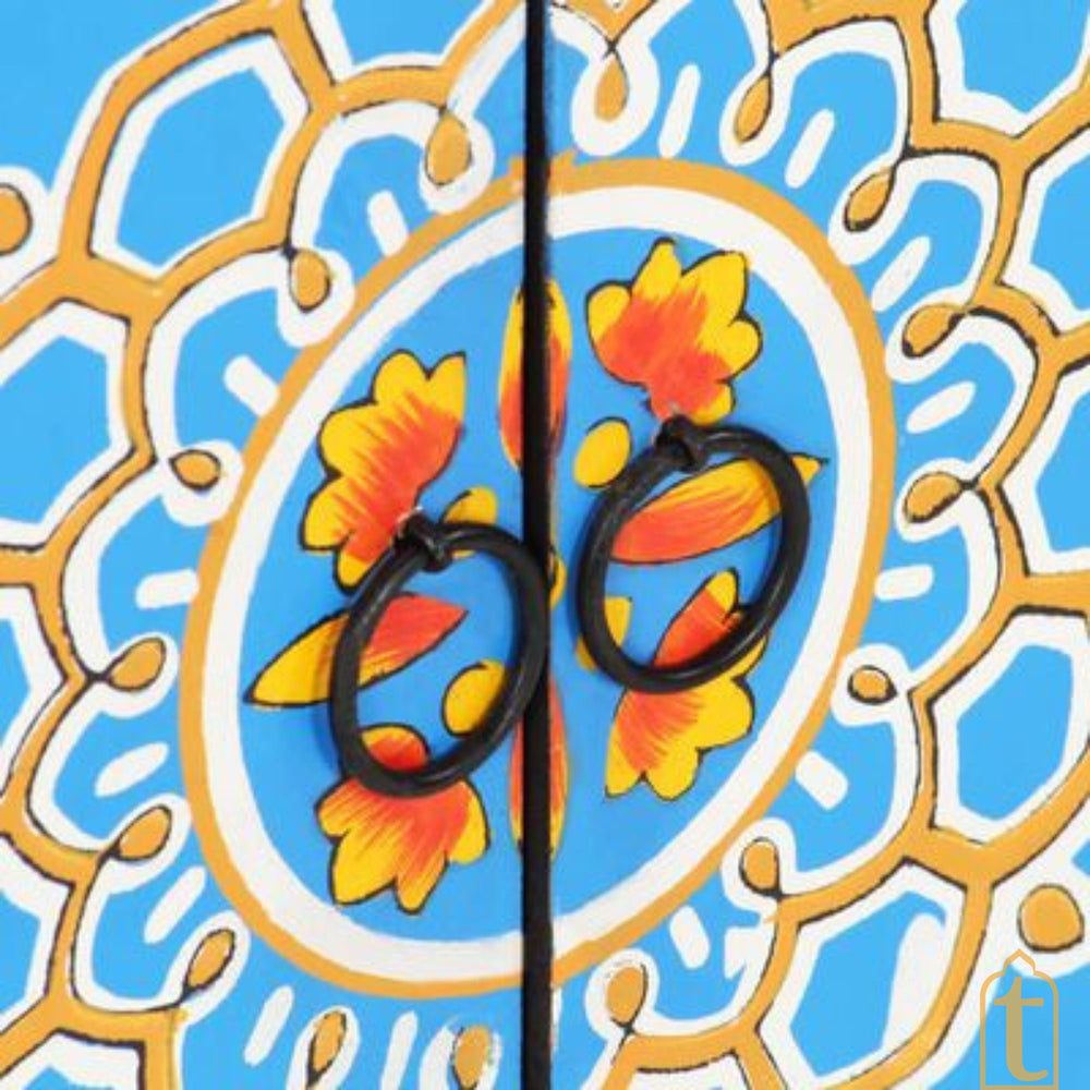 Handmade Painted Bedside Table / Bedside Cabinet with Hand Painting / Bedside Cupboard / Indian Painted Bedside Cabinet / Painted Bedside.