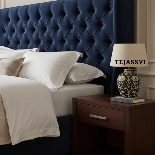 Wooden Bone Inlay Floral Pattern Lamp for Bedroom / Bone Inlay Bed Room Lamp / Bedroom Décor Lamp / Handmade Inlay Table Lamp Home Decor Accent Light