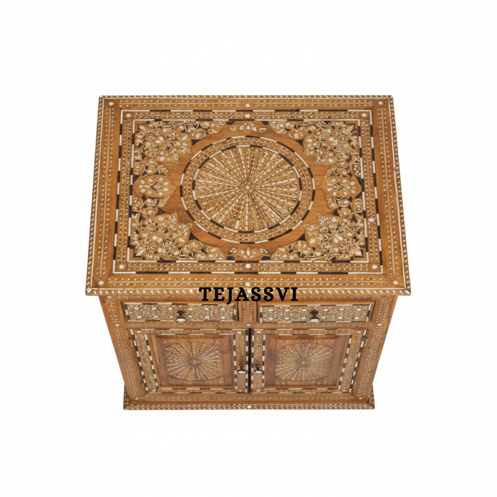 Handmade Wood Bone Inlay Modern Sideboards / Wood Bone Inlay Console | Wood Bone Inlay Cabinet With 2 Drawer & 2 Door Furniture  | Wooden Sideboards | Luxury Furniture.