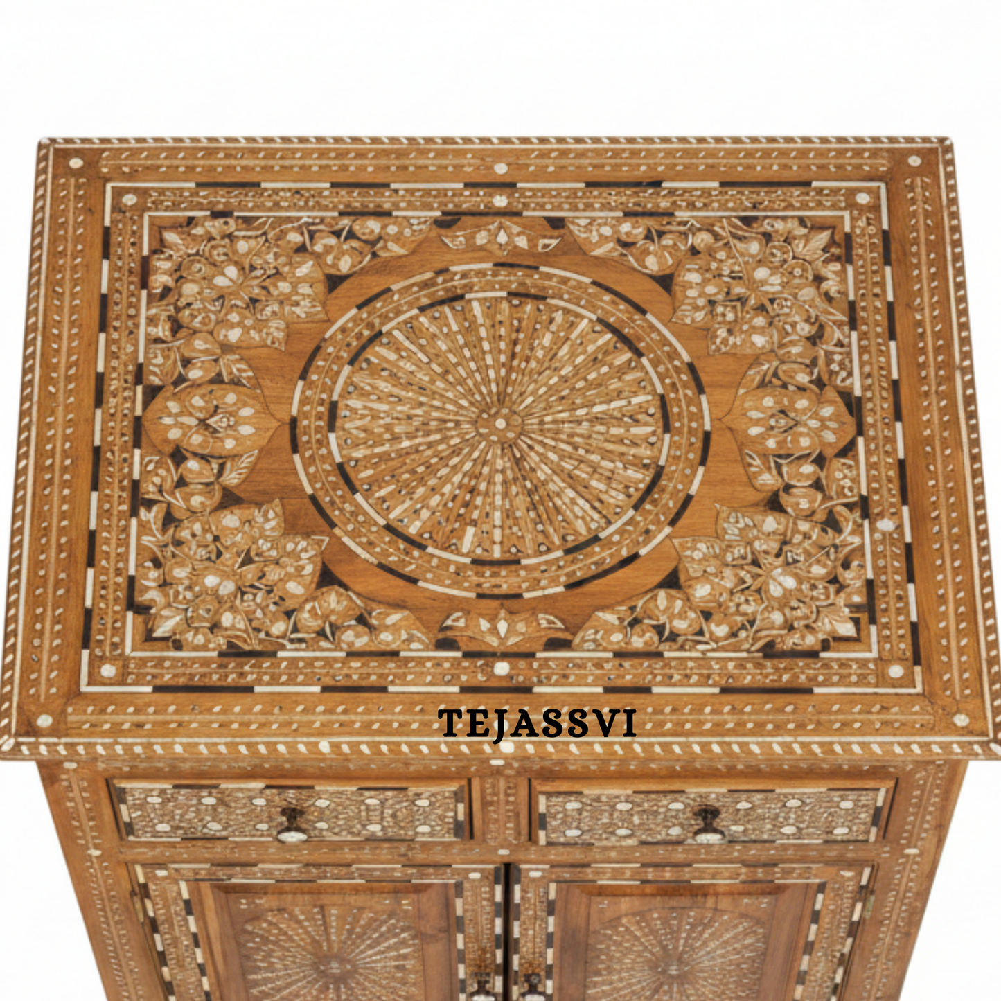 Handmade Wood Bone Inlay Modern Sideboards / Wood Bone Inlay Console | Wood Bone Inlay Cabinet With 2 Drawer & 2 Door Furniture  | Wooden Sideboards | Luxury Furniture.