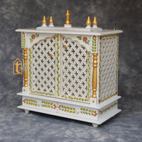 Handcrafted Wooden Pooja Mandir with Door | Large Wall Hanging Temple for Home | Brown Wooden Prayer Altar