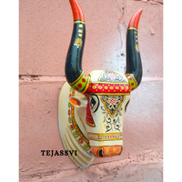 Wooden Carving Bull Head | Bull | Nandi Head Mask Wall Décor. Wall Hanging. Ethnic Indian Art Best Minimalist Gift Idea for Christmas/Diwali