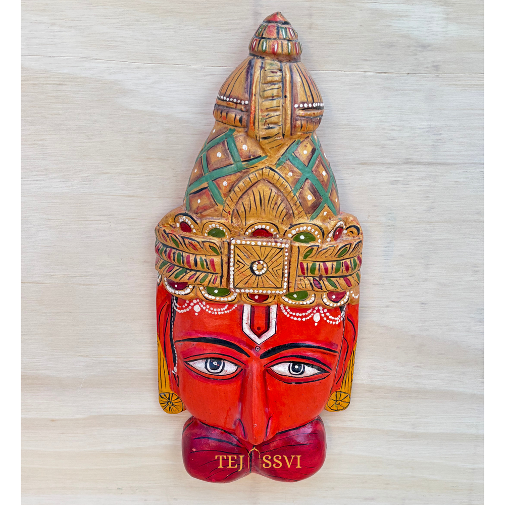 Hand-Carved Wooden Tirupati Balaji Idol - 16.5"/ Wooden Hand Carving Frame / Wooden Art Frame For Wall Décor.