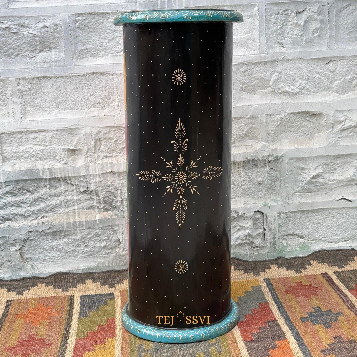 Handmade Hand Painted Round Side Table, Indian Painting Furniture Cabinet, Moroccan painted Furniture, Bedroom Furniture, Chest Of Dressers,