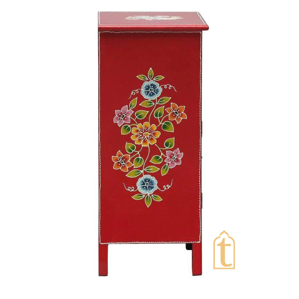 Indian Hand painted Wooden Chest Drawers | Side Table / Chest of Drawers for Living Room | Traditional Side hand-painted Table with Drawers.