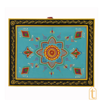Hand Painted Solid Wood Chest Of Drawer In Multi Colour, 4 Chest Of Drawer/Bed Side, Hand Painted Side Table.