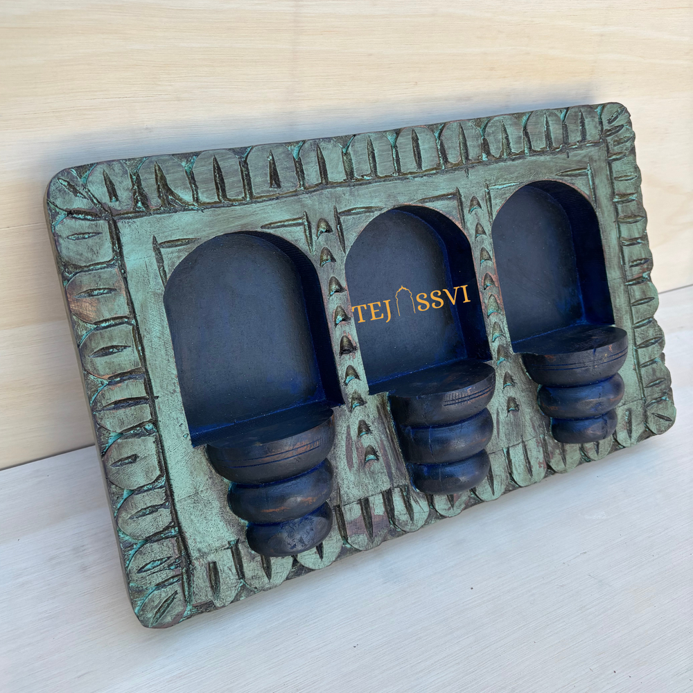 Handmade Rajasthani Jharokha Wall Art: Carved Wood Décor / Wooden Rajasthani Jharokha Wall Décor Frame .