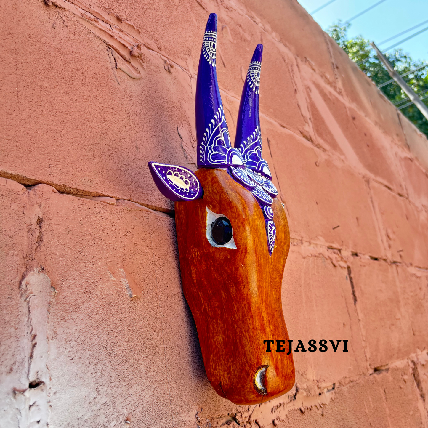16 Wooden Cow Head | Bull | Nandi Head Mask Wall Décor. Wooden Wall Hanging. Ethnic Indian Art Best Minimalist Gift Idea for Christmas/Diwali
