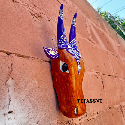16 Wooden Cow Head | Bull | Nandi Head Mask Wall Décor. Wooden Wall Hanging. Ethnic Indian Art Best Minimalist Gift Idea for Christmas/Diwali