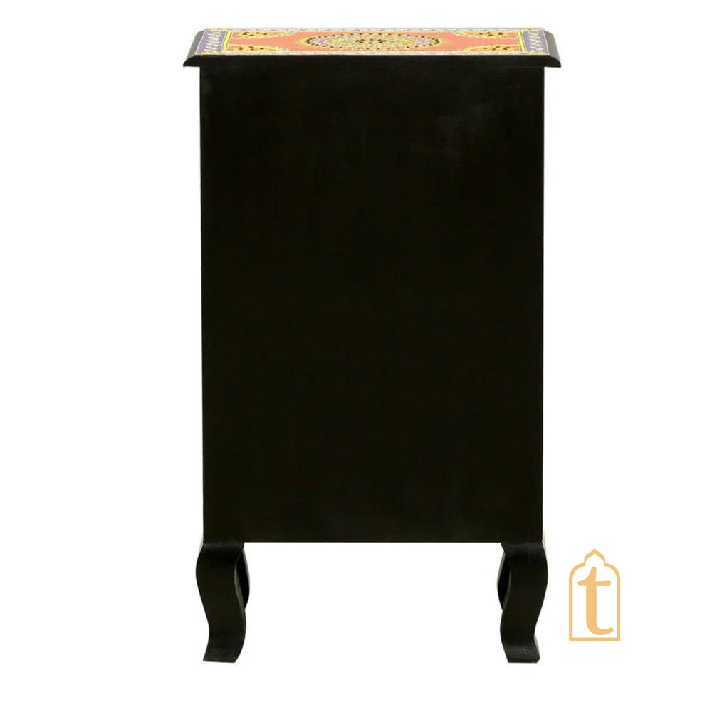 Indian Wooden Hand painted Wooden Chest Drawers / Side Table /  Chest of Drawers for Living Room | Traditional Side Table with Drawers | Bedside table.