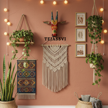 Wooden Painted Cow Head 16 Inches| Bull | Nandi Head Mask Wall Décor. Wooden Wall Hanging. Ethnic Indian Art.