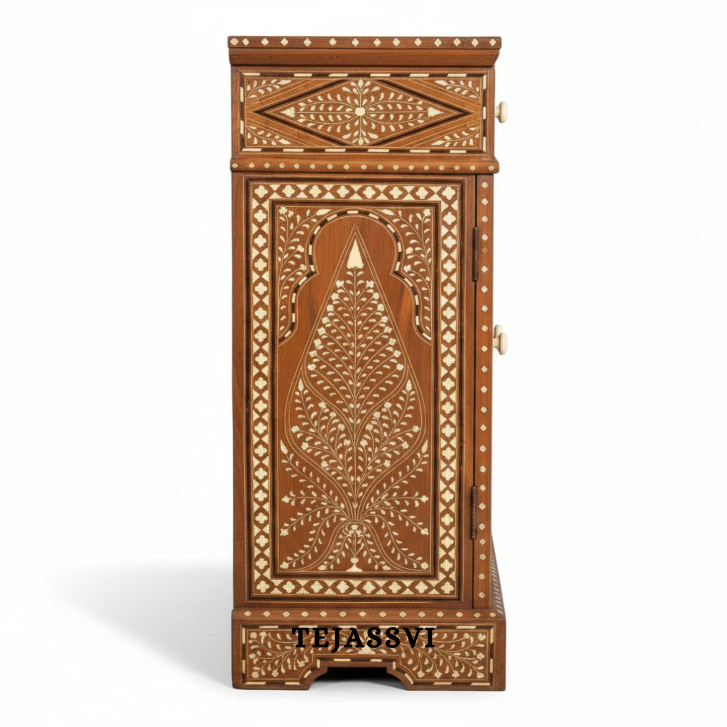 Handmade Wood Bone Inlay Modern Sideboards / Wood Bone Inlay Console | Wood Bone Inlay Cabinet With 2 Drawer & 2 Door Furniture  | Wooden Sideboards | Luxury Furniture.