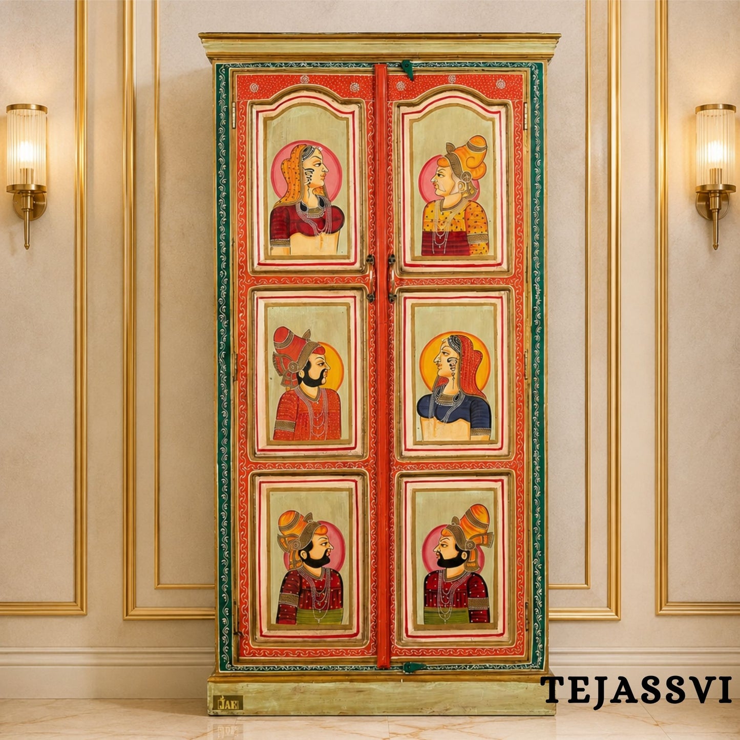Wooden Hand Painted  Sideboard / Wooden Cabinet / Storage Side Boards / Hand made / Wooden Big Cabinet, Living Room Furniture, Fine Panting.
