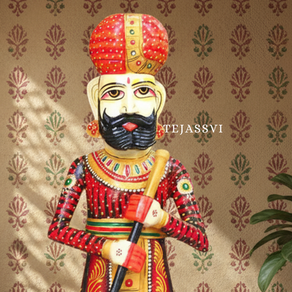 Wooden Hand-Painted Chowkidar / Hand-Painted Rajasthani Wooden Statues /Decorative Painting Chowkidar / Home and Hotel door Chowkidar / Decorative Chowkidar.