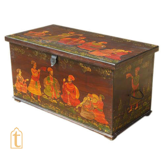 Wooden Storage Trunk Heritage Hand Paint Box Coffee Table