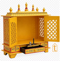 Handcrafted Wooden Temple Mandir: Gold Painted Hindu Pooja Ghar