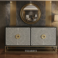 Bone Inlay Sideboard /  Wooden Bone inlay 4 Door Dresser / Bone Inlay TV Unit  / Bone inlay Buffet / Large Dresser /  Storage Unit.