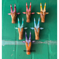 SET of 6 Wooden Painted Cow Head | Bull | Nandi Head Mask Wall Décor. Wooden Wall Hanging. Ethnic Indian Art.