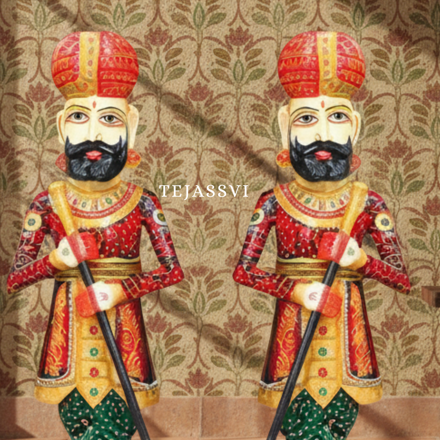 Wooden Hand-Painted Chowkidar Set of 2 / Hand-Painted Rajasthani Wooden Statues /Decorative Painting Chowkidar / Home and Hotel door Chowkidar / Decorative Chowkidar.