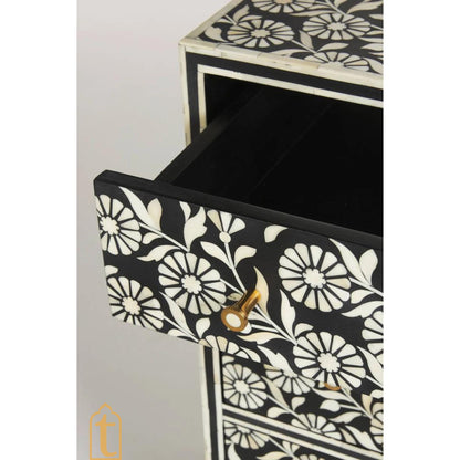 Bone Inlay Console / Bone Inlay Chest of 3 Drawers stripe Pattern 3 Drawer Dresser / Bone Inlay Dresser / Bone Inlay Sideboard / Optical Cabinet.