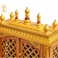 Handcrafted Wooden Temple Mandir: Gold Painted Hindu Pooja Ghar