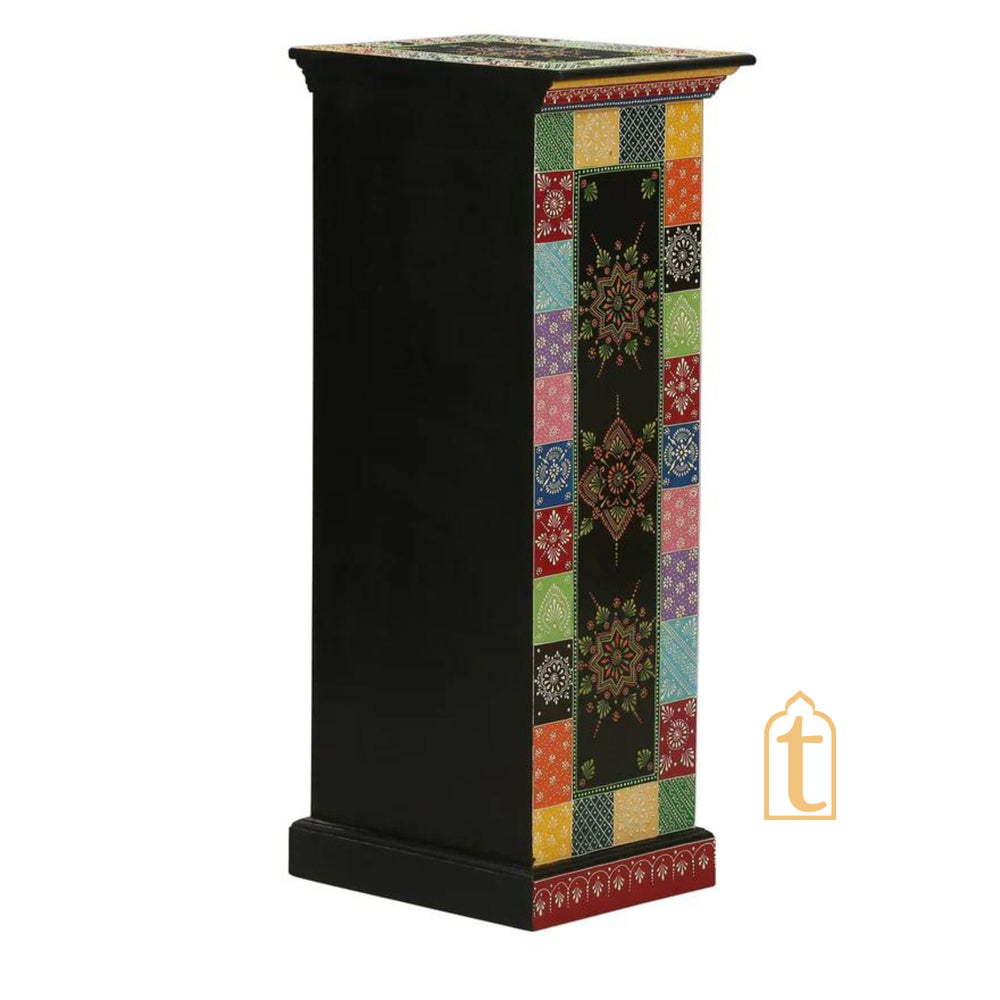 Indian Hand Painted Solid Wood Hand-Painted 1 Door Wardrobe / Wooden Handmade Indian Painted Wooden Small Cabinet / Wooden Wardrobe.