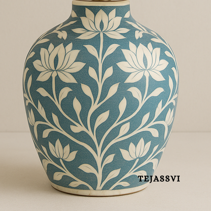 Wooden Bone Inlay Floral Pattern Lamp for Bedroom / Bone Inlay Bed Room Lamp / Bedroom Décor Lamp / Handmade Inlay Table Lamp Home Decor Accent Light