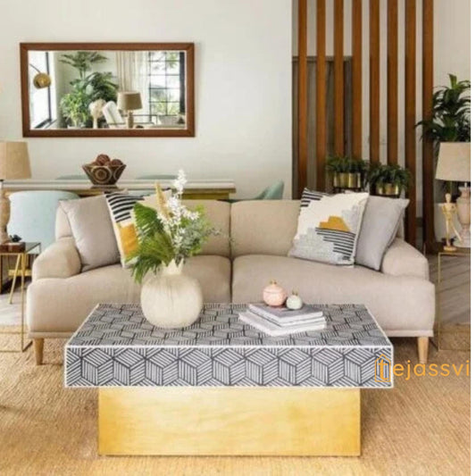 Wooden Bone Inlay Coffee Table/Bone Inlay Wooden ModernPattern Coffee Table Wooden Coffee Table/Centre Table/End Tables/Bone Inlay Furniture
