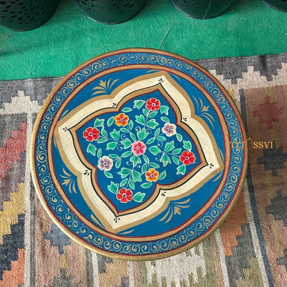 Hand-Painted Blue Wooden Table - Colorful Side Table, Unique Wood Coffee and Tea Table/wooden table | hand painted |living room | side table