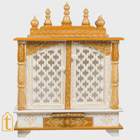 Handcrafted Wooden Hindu Temple Mandir: White & Gold Pooja Ghar