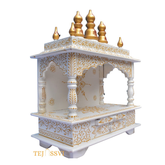 Wooden Open Temple Pooja Mandir | Beautiful Wall Hanging Small Wooden Temple for Home | Wooden Prayer Room, Alter, Shrine, Pooja Ghar