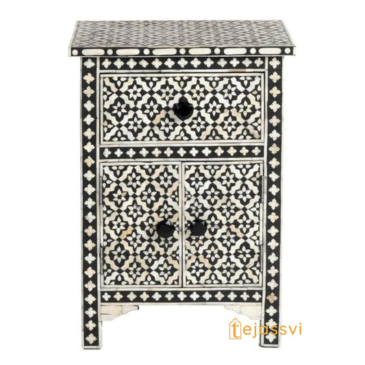 Wooden Bone Inlay Arctic Bedside 1 Drawer 2 Door Nightstand /Side Table /Nightstand 2 Drawer Bone Inlay. small console/cabinet/nightstand.