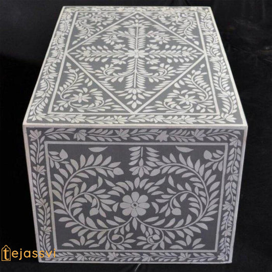 Bone Inlay Floral Pattern Coffee Table in Grey Color | Handmade Center Table | Rectangle shape  coffee table, Modern Luxury furniture