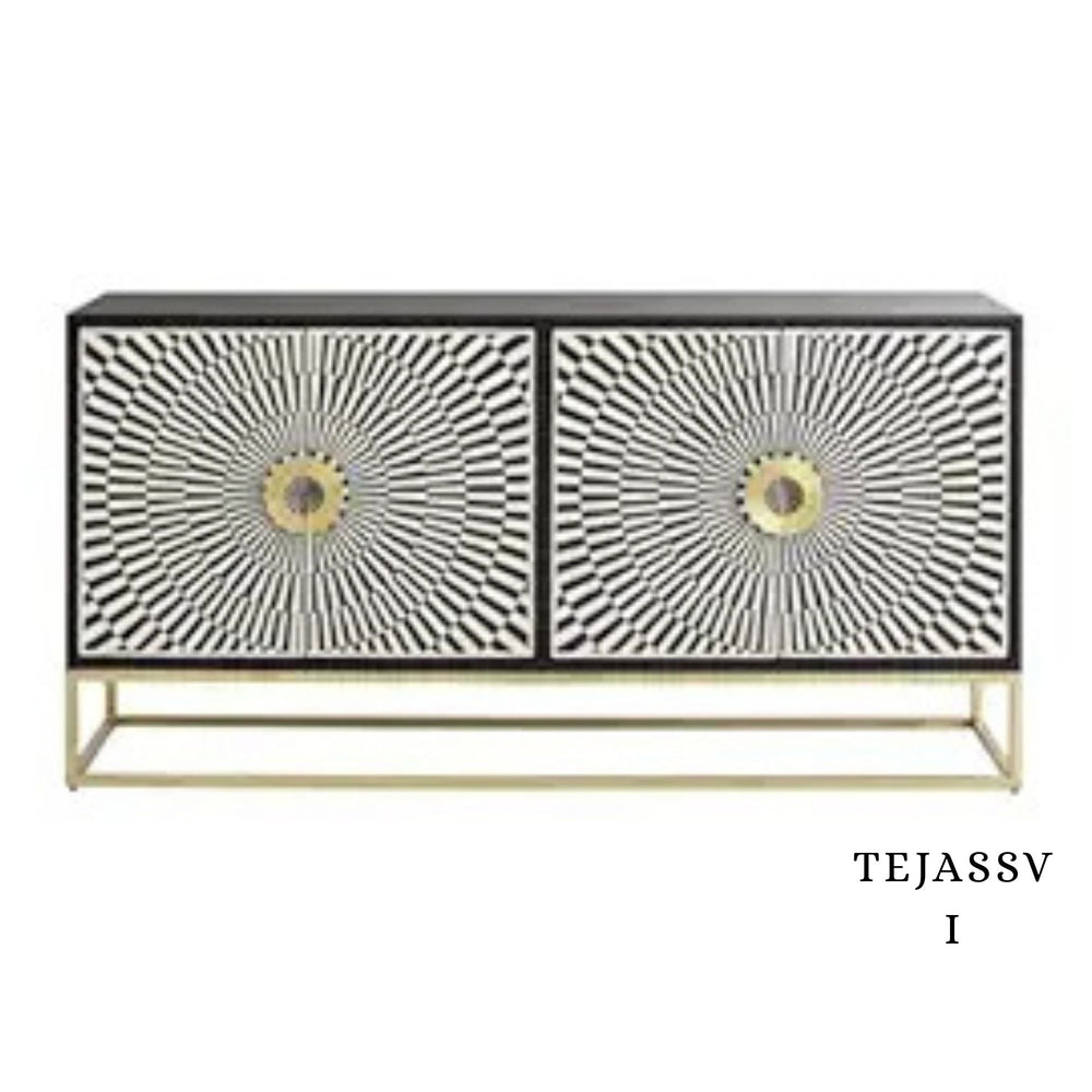 Bone Inlay Sideboard /  Wooden Bone inlay 4 Door Dresser / Bone Inlay TV Unit  / Bone inlay Buffet / Large Dresser /  Storage Unit.